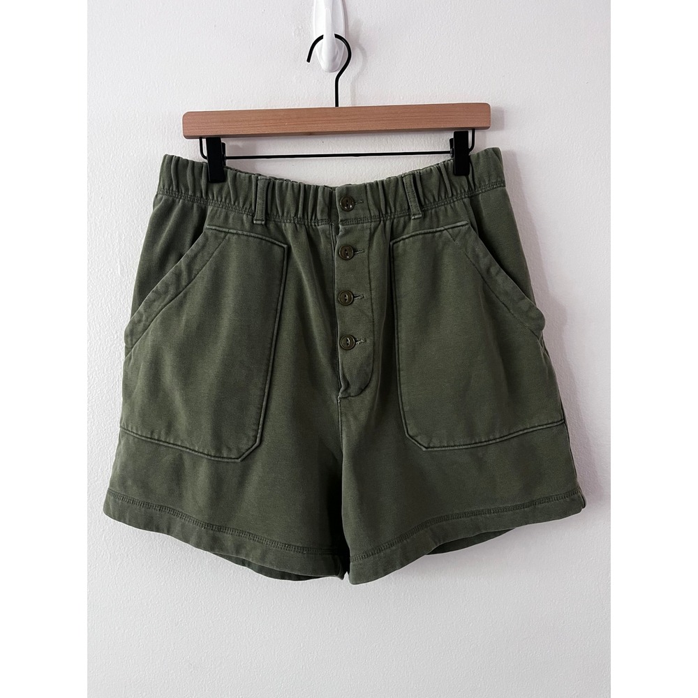 Alex Mill Ambrose Cotton Fleece Shorts in Army Green High Rise size large - Picture 8 of 16